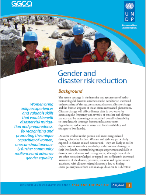 Gender and disaster risk reduction