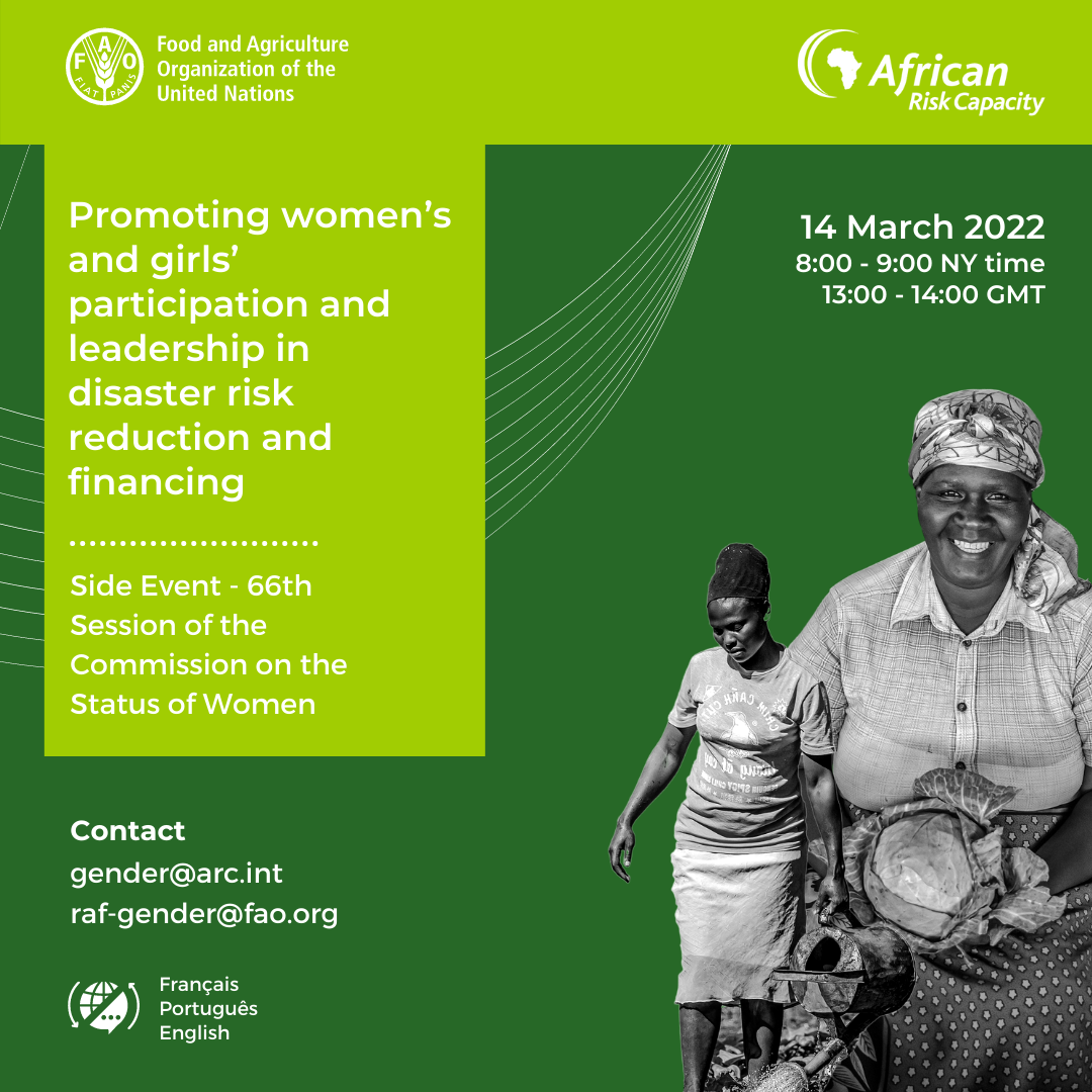The event aims to share lessons and best practices so to influence key stakeholders on the importance of promoting women’s leadership for gender responsive climate action and disaster risk reduction policy, programming and financing.