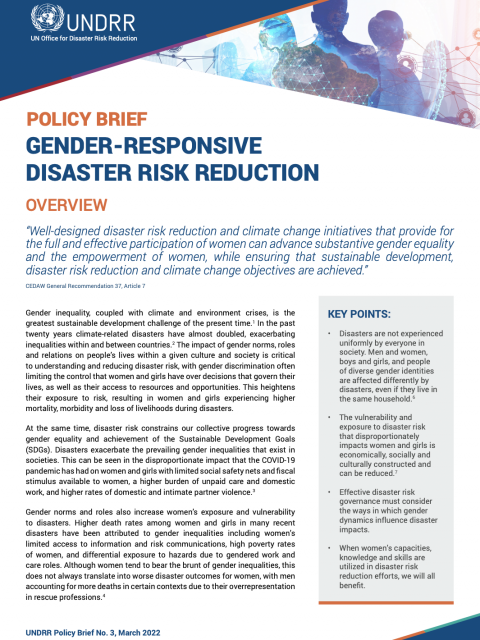 Gender Responsive Disaster Risk Reduction 